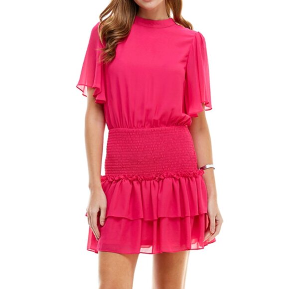 TCEC Butterfly Sleeve Dress – Magenta – S – CD01775 | Sample Sale - Picture 1 of 5